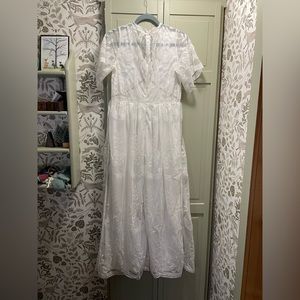 White lace Pink Blush maxi dress